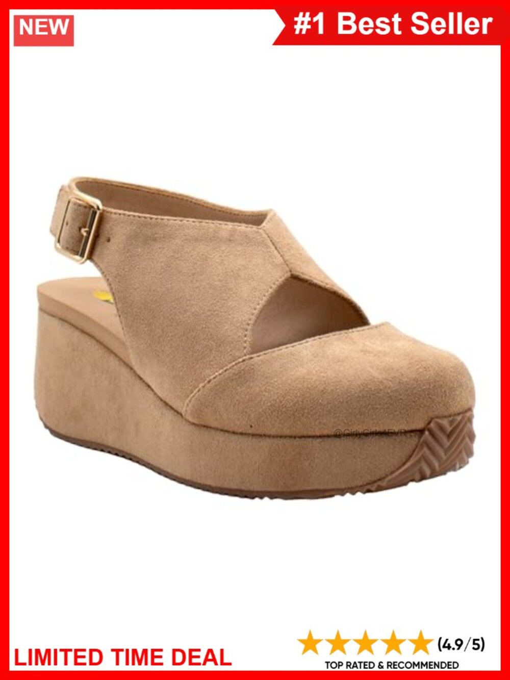 Faux Suede Slingback Wedge Sandals Comfort Cushioned Closed Toe